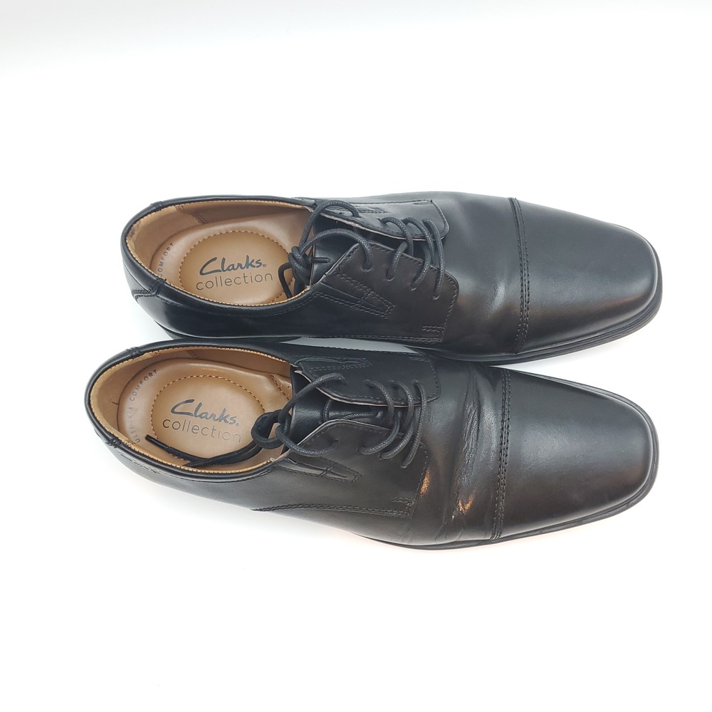 Clarks Tilden Cap Black Leather Oxford Dress Shoes Men's Size 8.5 - Picture 3 of 11